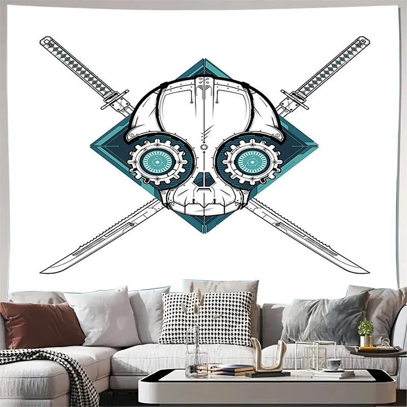 Tapiz de calavera gótica, fantasía oscura, colgante de pared, decoración Medieval, decoración gótica para el hogar, arte de calavera, decoración de Halloween, habitación Academia oscura Ae