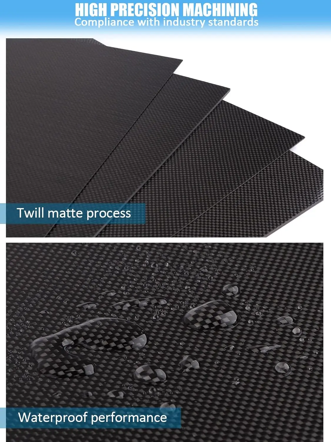 1-50mm 3K Carbon Fiber Plate Twill Plain Weave Glossy Matte Anti-UV Sheet for Automotive  Industrial CNC Processing