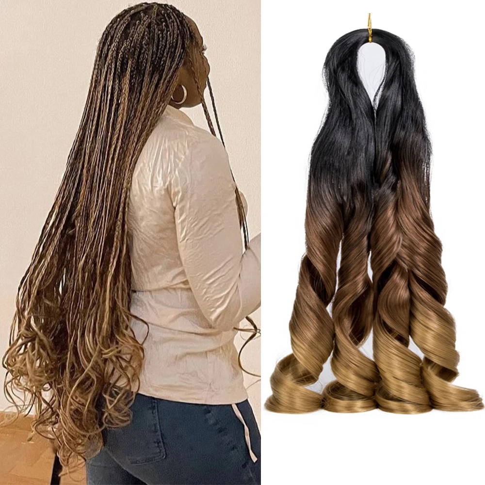 Synthetic Loose Wave Braiding Hair Extensions Spiral Curls Crochet Hair Pre Stretched French Curls Ombre Braids Hair For Women