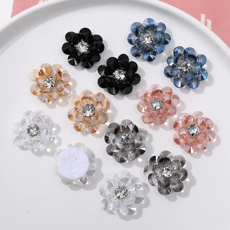 

Crystal Shoe Buckle Charms Double Tier Diamond Blossom Pearl Glittering for Jelly Clogs Summer Vacation DIY Shoe Decor