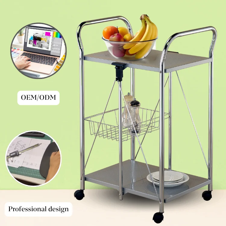 

Двухуровневая складная кухонная тележка для хранения продуктов в ресторане