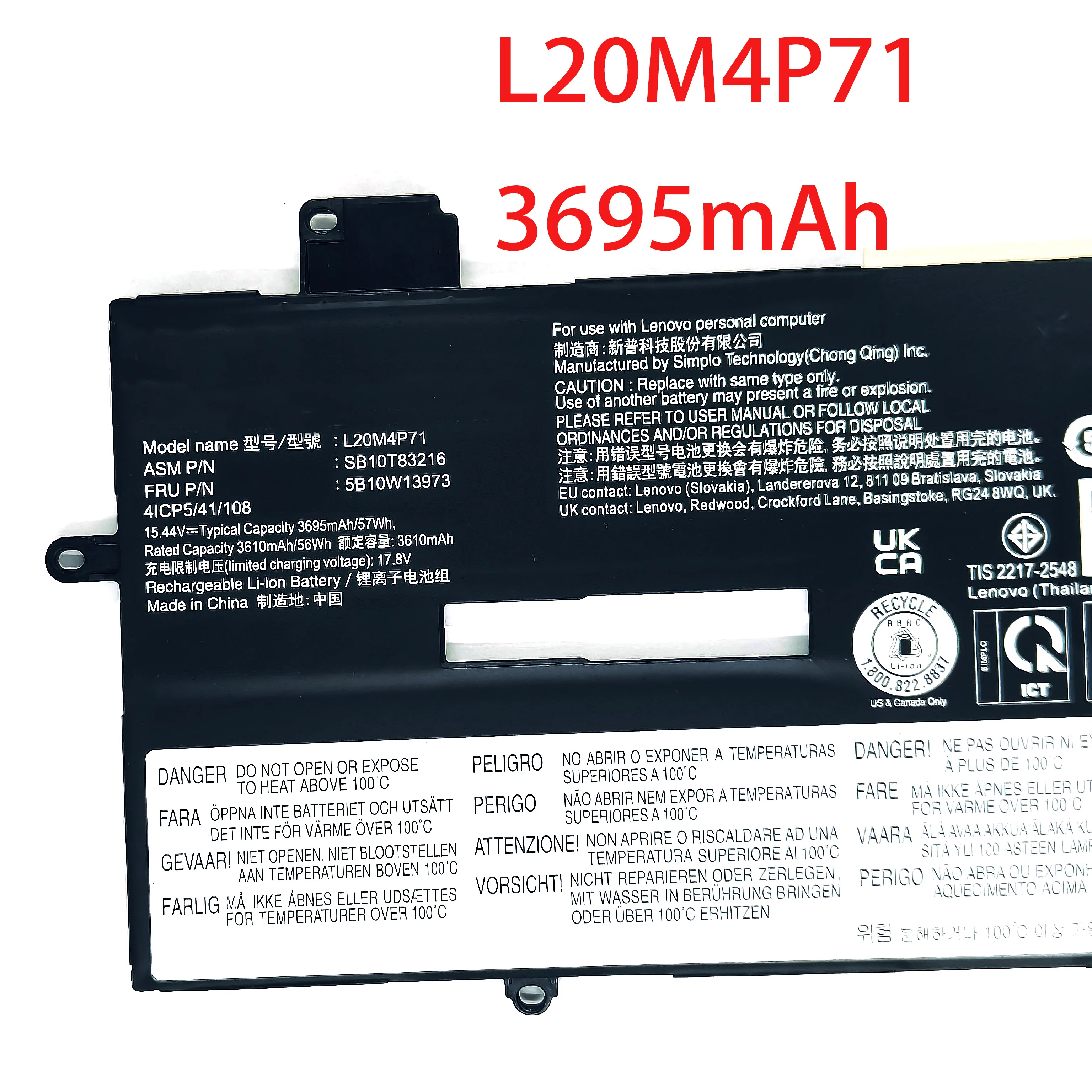 New Marvenho 57wh 15.44V 3695mah  L20M4P71 L20C4P71 L20D4P71 Laptop Battery For Lenovo ThinkPad X1 Carbon Gen 9 2021 G9-20XW