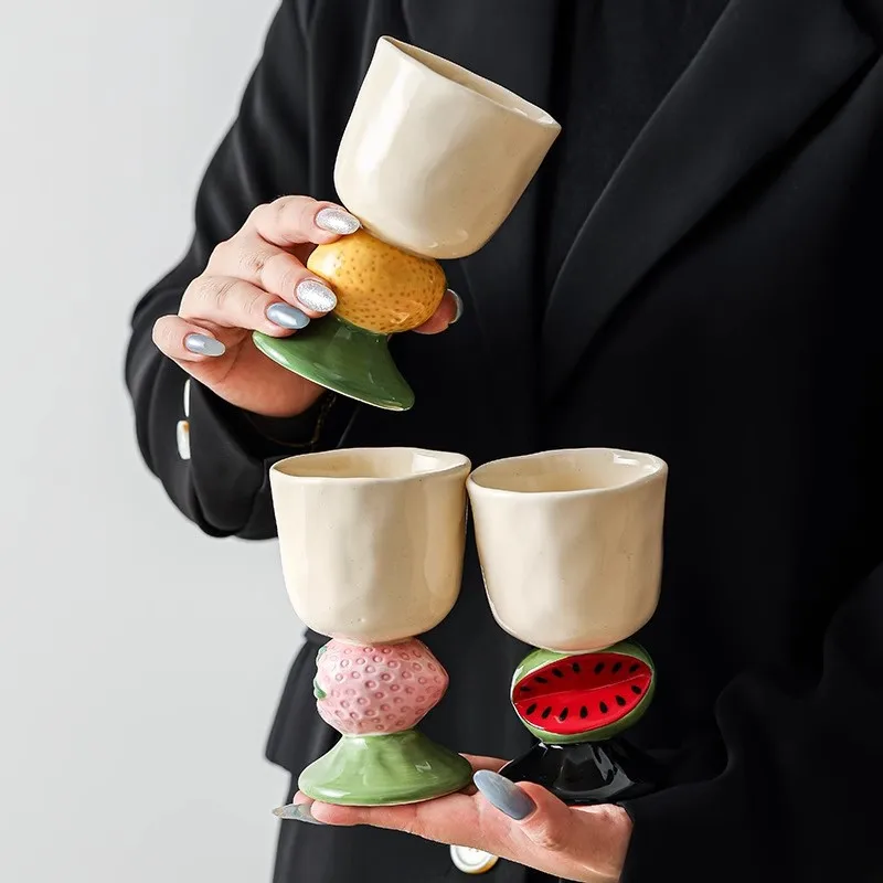 

Cute Hand-Painted Cerc Fruit Highball Glasses Aromatherapy Mugs Creative Ice Cr Cups Gift Box Creative Sle Universal