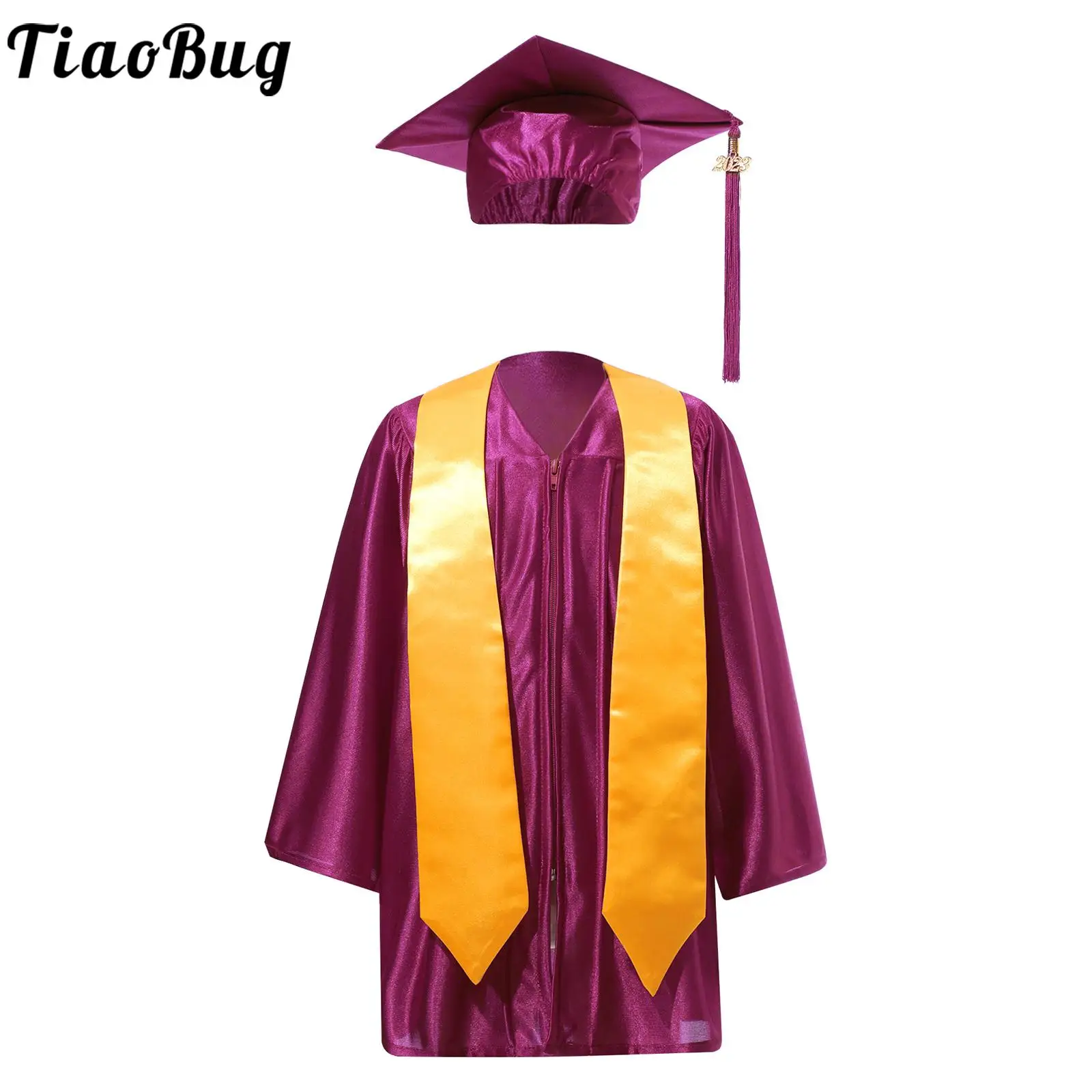 Child Unisex Graduation Costume Gown Tassel Cap And Classic Academic Costume Set Child Halloween Bachelor Gown cosplay Costume