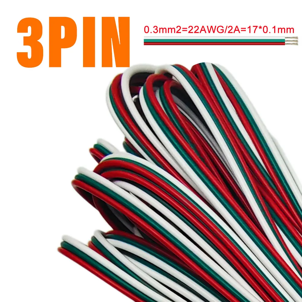 1m/5m/10m 2PIN 3PIN 5PIN 6PIN LED Wire Cable 22AWG Electric Wires Extension For WS2812B WS2811 5050 RGB RGBW LED Strip Light image 3
