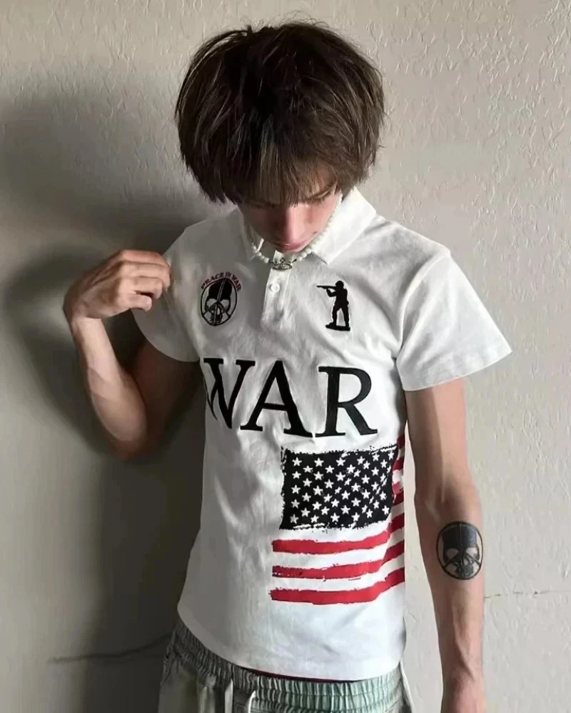 Men Casual Embroidery Cotton Top Baseball Clothing Haunted Mound Polo Shirt Amer