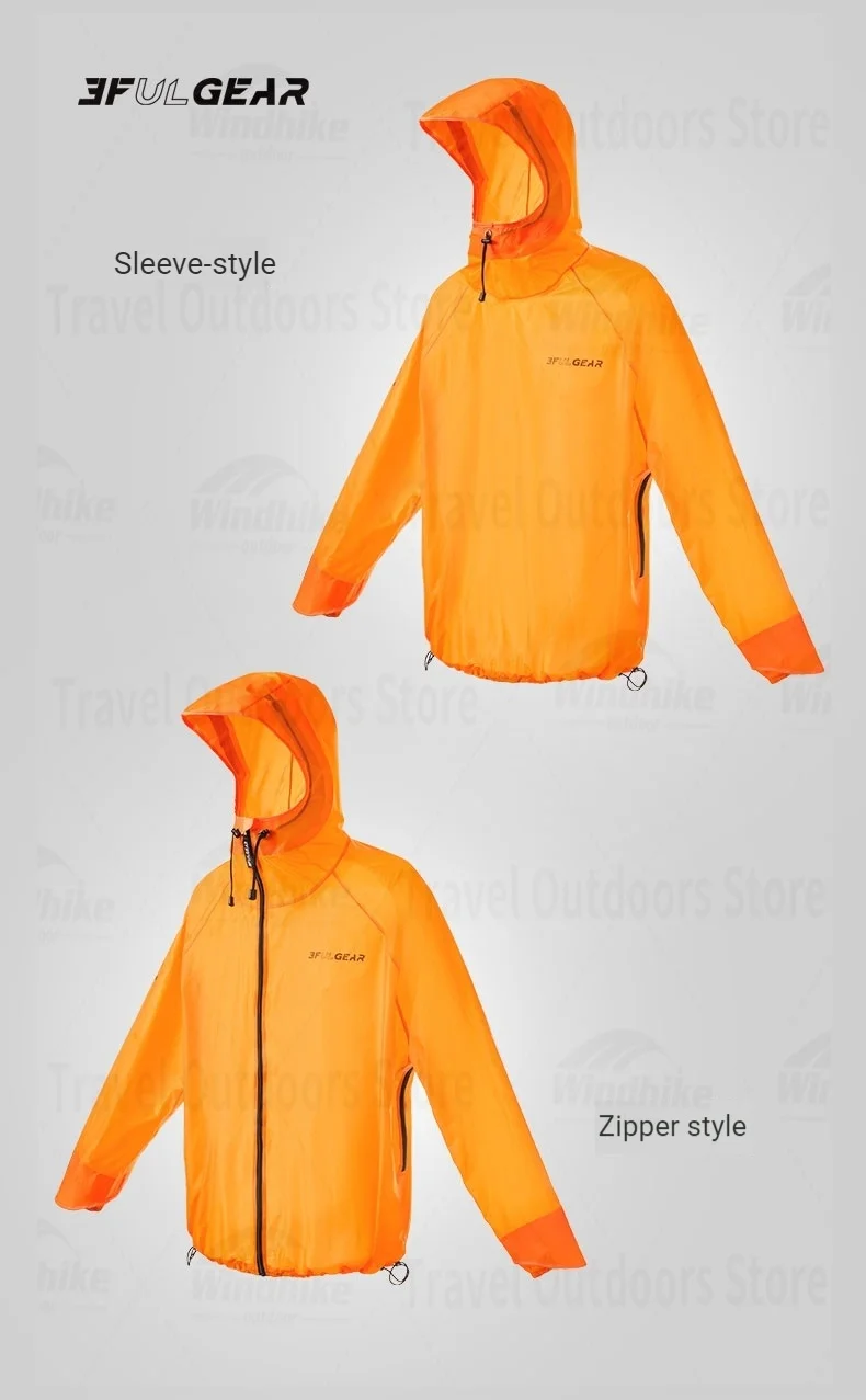 3F UL GEAR M/L Outdoor-Regenbekleidung, zweiteiliger Regenmantel und Regenhose aus Nylon zum Wandern, Radfahren, Offroad-Bergsteigen, regenfest – Detail 3