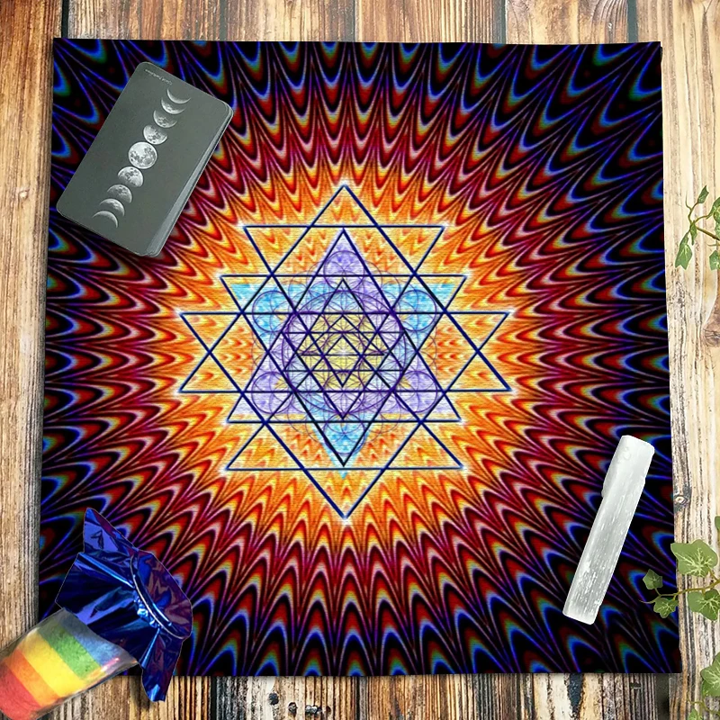 Indian Sri Yantra Spiritual Tarot Tablecloth Velvet Altar Cloth Witchcraft Hexagram Crystal Pendulum Astrology Oracle Card Pads