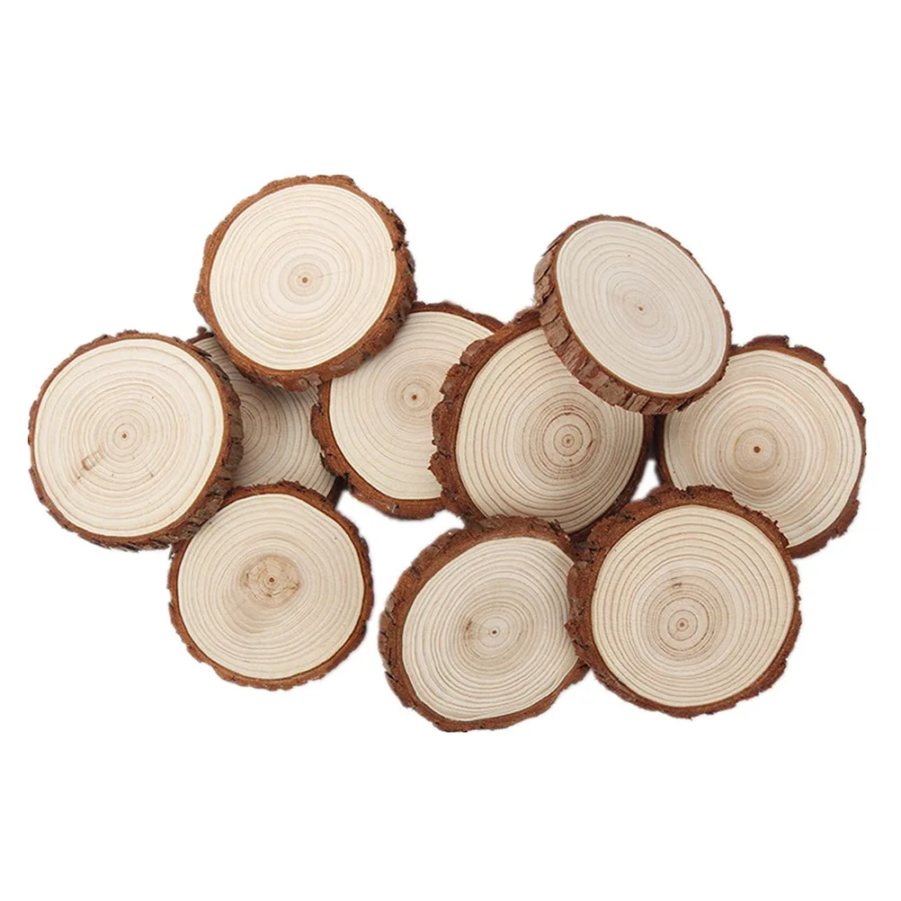 

10pcs Wood Slices Natural Cedarwood Smooth Surface DIY Craft Holiday Decorations Round Wooden Pieces Tree Bark
