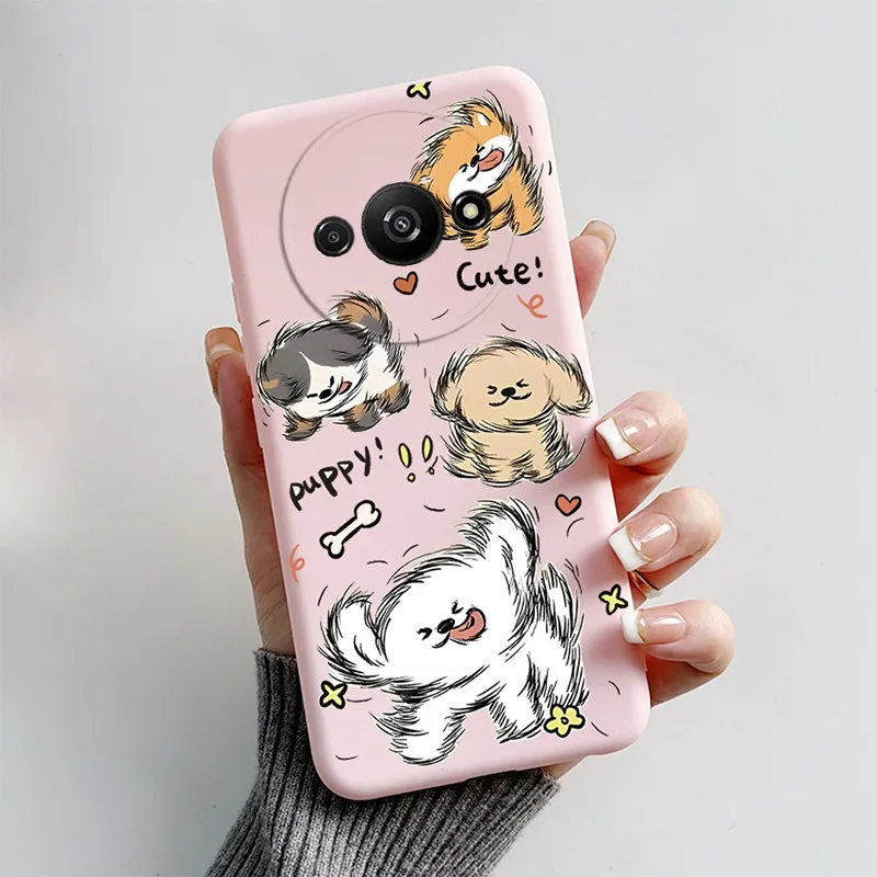 For Redmi A3 Phone Case Soft Silicone Shockproof Super cute Cartoon Cat Fox Cover For Xiaomi Redmi A3 RedmiA3 A 3 Bumper Shell