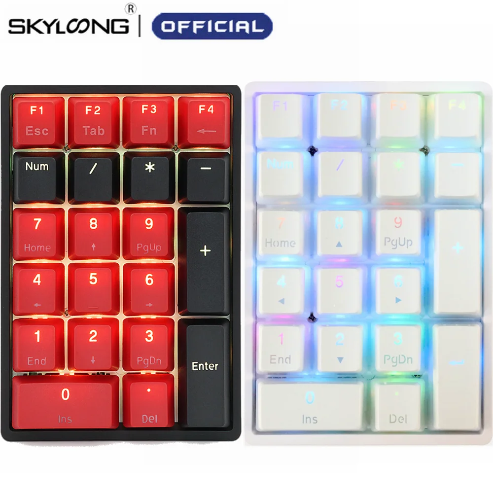 SKYLOONG GK21S SK21 GK21S Kit PBT USB/Bluetooth Number Mechanical Keyboards Mechanical Gateron White Jelly Key Caps Transparent