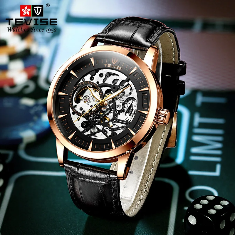 

official-websiteSwiss Tevise Multi-Functional Mechanical 's Popular Hollow Long Movement Waterproof Luminous Watch Men