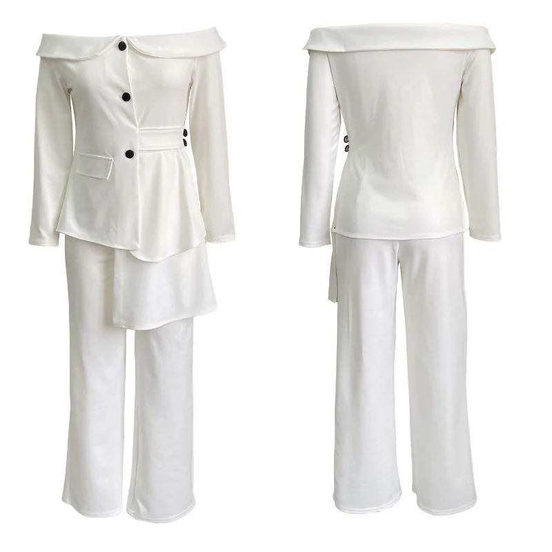 Sexy 2023 Ladies Elegant Off-shoulder Jacket Loose Check Irregular Shawl Lapel Plaid Jacket Cool Slim Female Autumn Coat