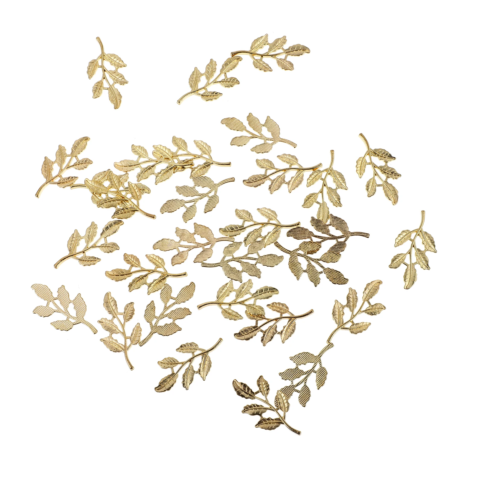 

30 Pcs Alloy Leaf Hair Accessories Brooch Jewelry Charm DIY Craft Materials Golden Color For Phone Case Decor Headwear