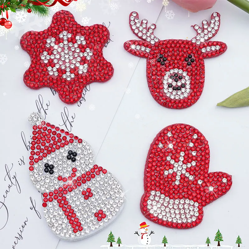 10 Stück Weihnachts-Diamantmuster Schneemann Rentier Aufnäher für Kleidung Tasche Schuh-Serie Bestseller Stickerei-Aufnäher – Detail 1