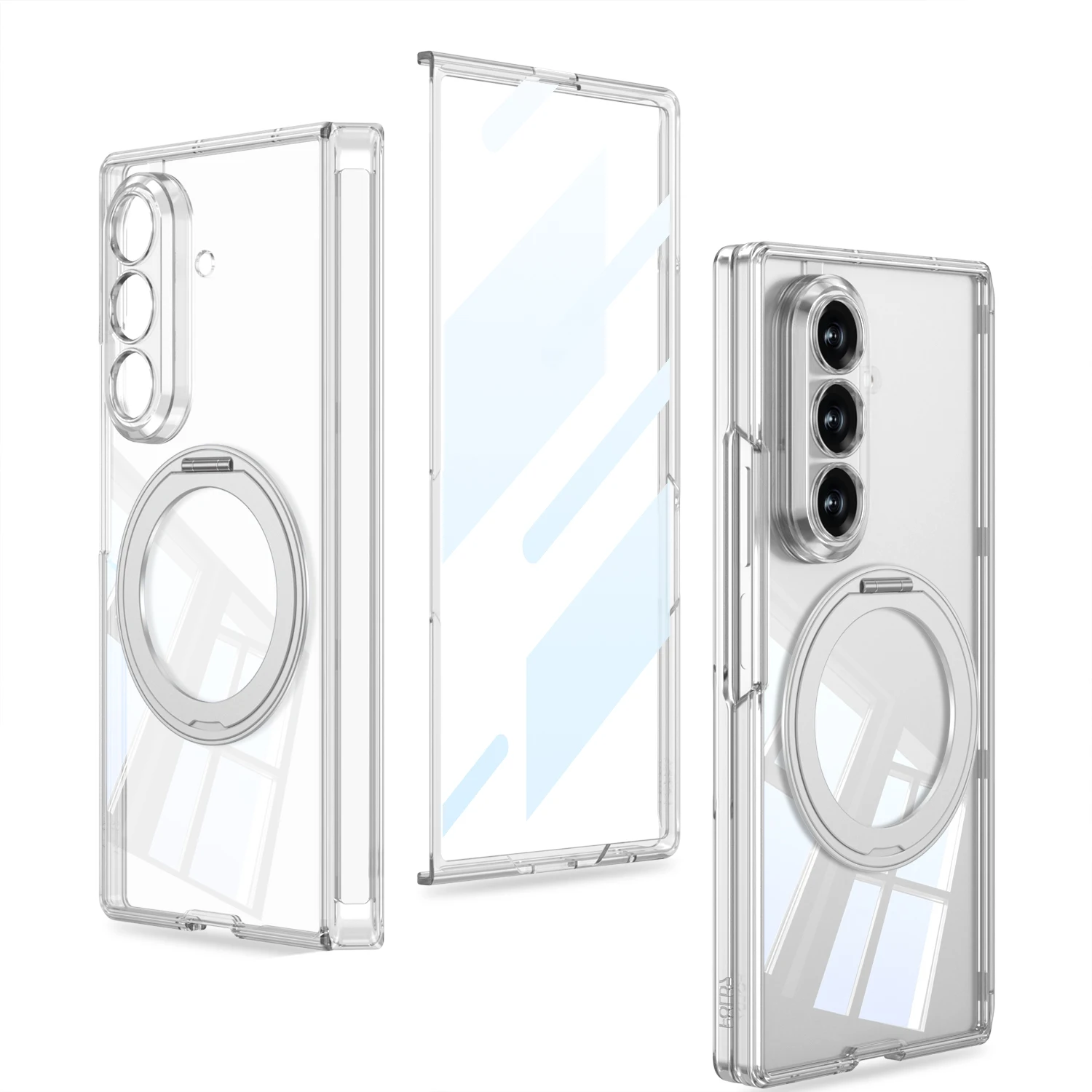 For Samsung Galaxy Z Fold 8 Ultra 5G Case Skin-Friendly Transparent With Film Magnetic Rotating Bracket Shockproof Back Cover