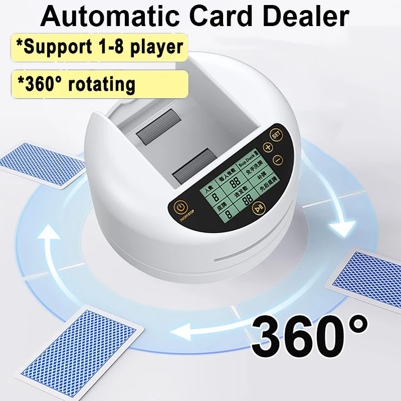 

Профессиональный дилер для перемешивания карт, вращающийся на 360° перезаряжаемый перекачиватель карт, электрический дилер для карт для вечеринок на открытом воздухе, кемпинга
