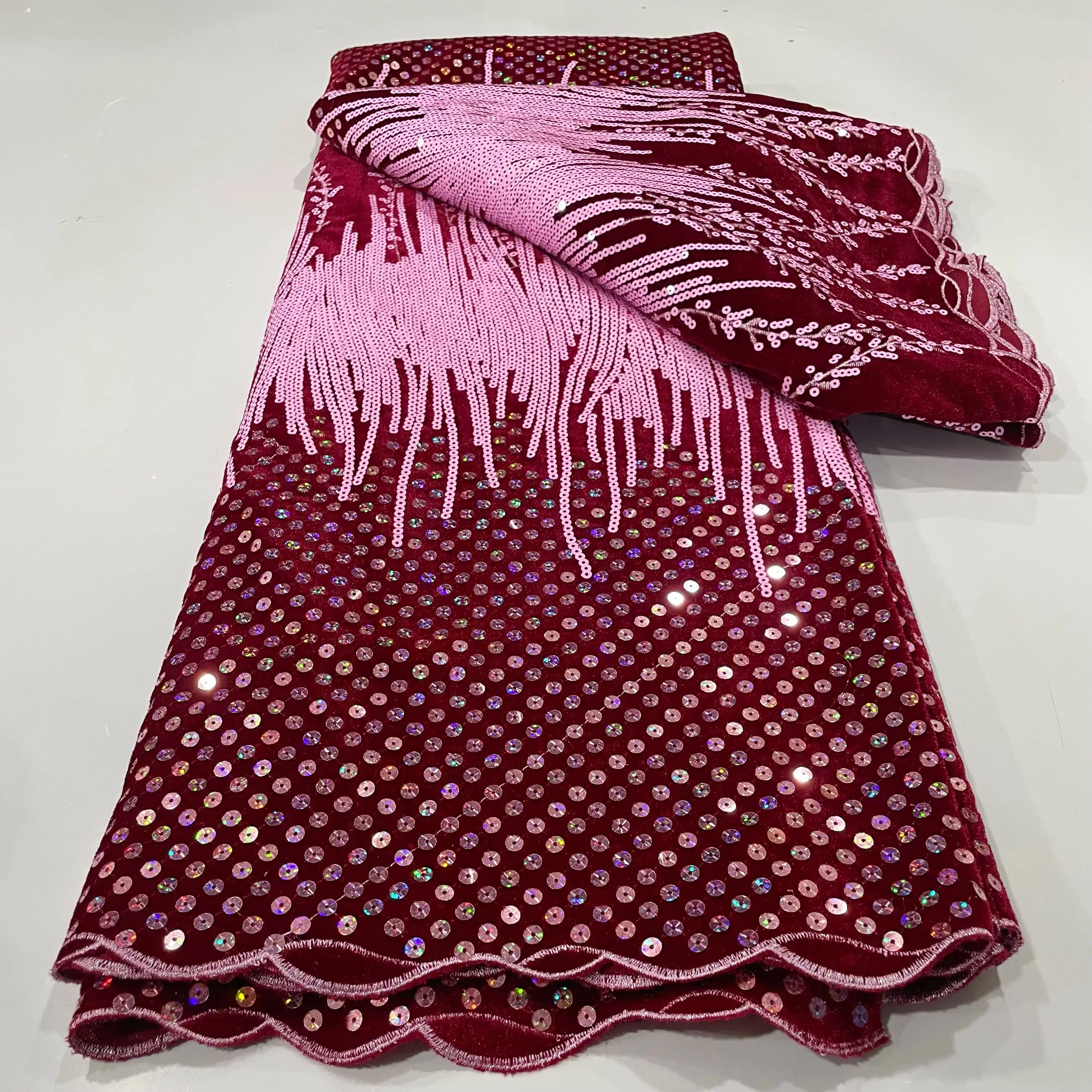 Tissu de dentelle de velours africain pour femmes, haute qualité, robe de soirée de luxe, broderie de paillettes, matériaux de dentelle NigWin,