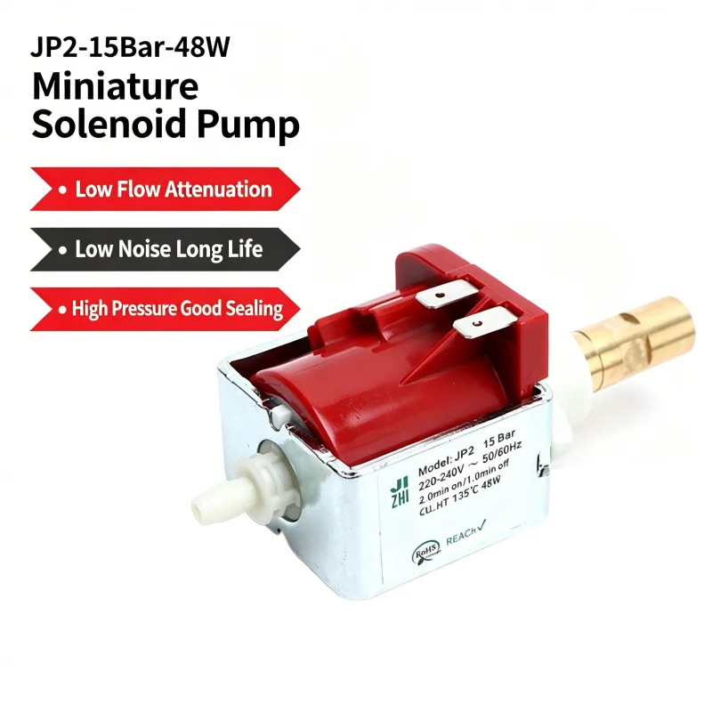 JP2-15Bar-48W AC Mini Solenoid Pump EP5 Style Fluid Pump Compatible with Coffee Machine Water Dispenser Fog Equipment