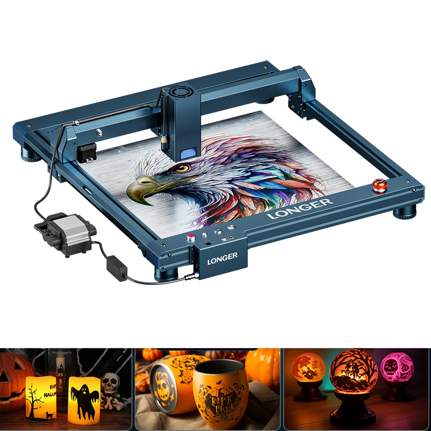 LONGER B1 30W Macchina da taglio per incisione laser Taglierina per incisore + KIT di assistenza per pompa d'aria + Occhiali protettivi Potenti strumenti CNC fai da te