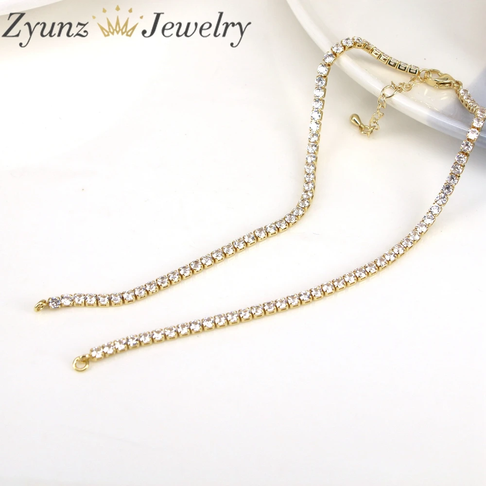 5PCS, 3mm Kette Tennis Halskette Zubehör Mode Schmuck Kristall Zirkon Gold Farbe Choker Kette Für Schmuck Machen