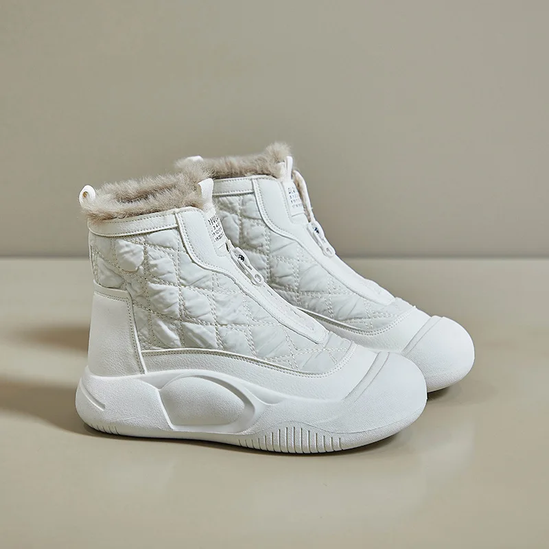

Retro Waterproof Snow Boots 2025 Winter New Soft Sole Vulcanized Cotton Shoes with Plush Insulation High Top Women's Shoes