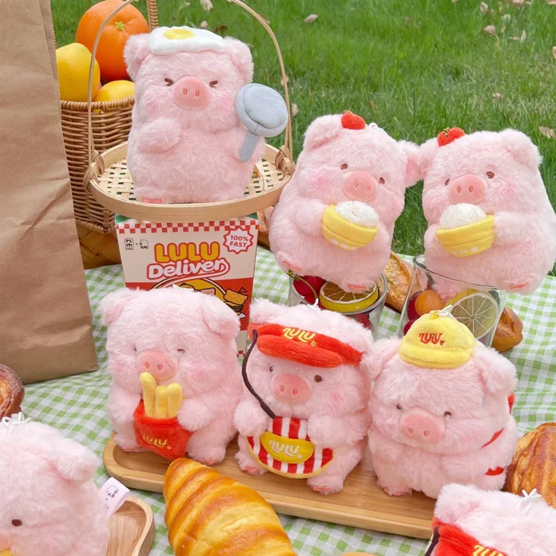 New Lulu Pig House Pig Deliver Series Animal Plush Pendant Cute Doll 6 Pcs Different Dolls Kawaii Plushien Birthday Toy Ornament