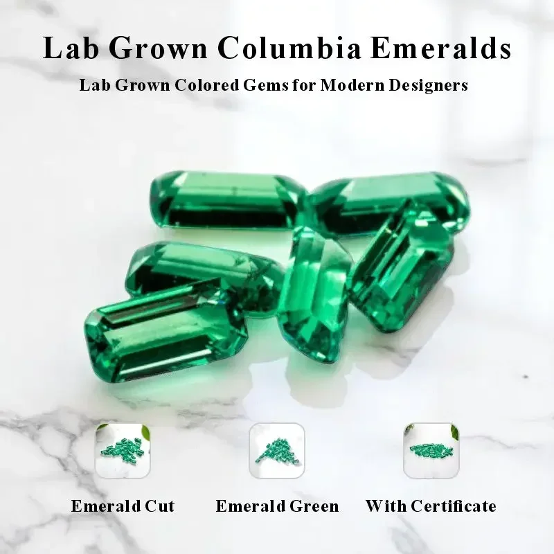 

Columbia Emeralds Lab Grown Size 2x4mm Hydrothermal Emerald Hand Cut with Cracks Inclusions Inside Selectable AGL Certificate