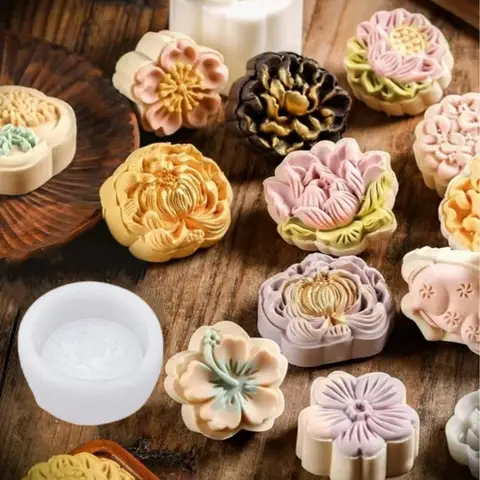 3D 연꽃 달 케이크 몰드 DIY 수제 중추절 페이스트리 녹두 디저트 베이킹 도구, 일본 화과자 용품