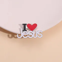 Custom I Love Jesus Enamel Pins Heart Christian Love Faith Accessories Metal Brooches Lapel Badges Backpack Clothes Jewelry Gift