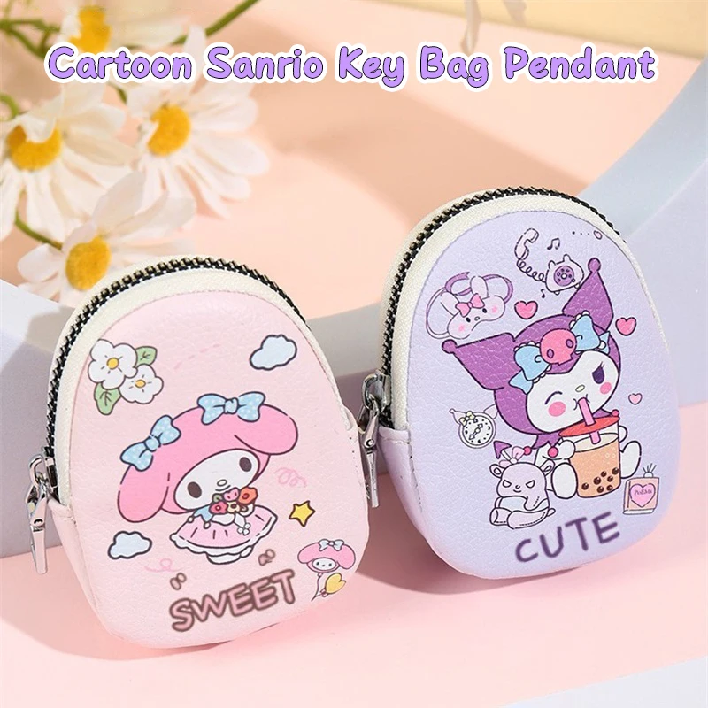 

Kawaii Hello Kitty Kuromi My Melody Cartoon Coin Purse Anime Sanrio Girly Heart Cute Portable Storage Bag Keychain