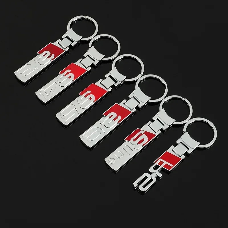 Metal Car Logo Key Chain for Audi A4 A5 A6 A8 B5 B6 S3 S4 S5 S6 Q7 Q8 Q6 SQ3 SQ5 SQ7 RS4 RS5 RS6 Quattro Keyring Keychain Holder