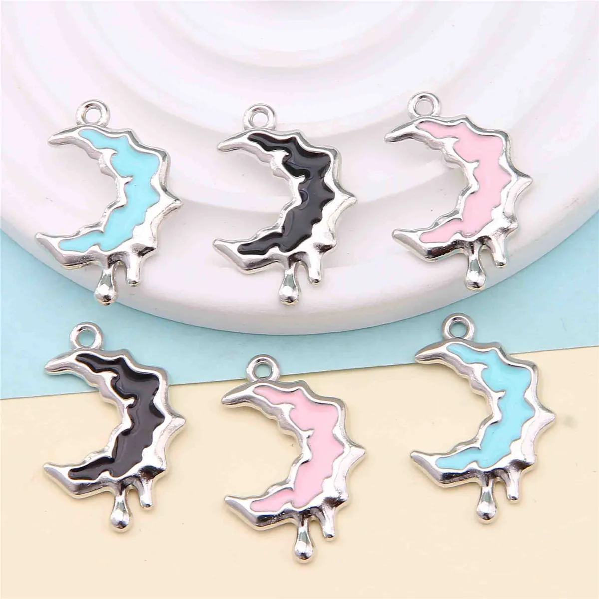 6 قطعة قلادة نجمة القمر غير النظامية سبيكة المينا سحر النتائج DIY بها بنفسك تصنيع المجوهرات على الطراز القوطي #1