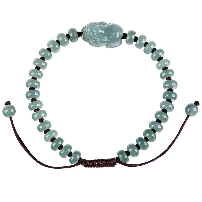 

Burmese Jade Pixiu Bracelets Jadeite Blue Bead Natural Man Certificate Emerald Charm Jewelry Fashion Women Stone Gifts