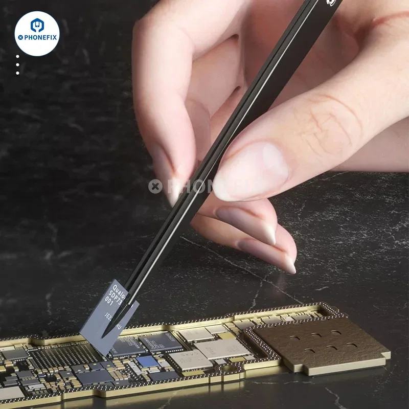Pinzas de puente pulidas de precisión KS-11 mecánicas, punta de 0,008mm, Twzzer de acero inoxidable antideslizante para reparación Manual de teléfonos móviles