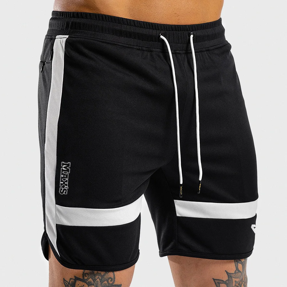Męskie Szorty Sportowe Treningowe Szorty Męskie Szorty do Biegania Męskie Spodnie Gimnastyczne Fitness Joggersy Dresowe Szorty Koszykarskie Czarne
