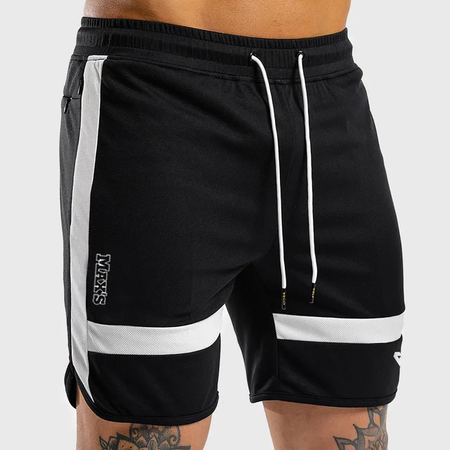 Męskie Szorty Sportowe Treningowe Szorty Męskie Szorty do Biegania Męskie Spodnie Gimnastyczne Fitness Joggersy Dresowe Szorty Koszykarskie Czarne