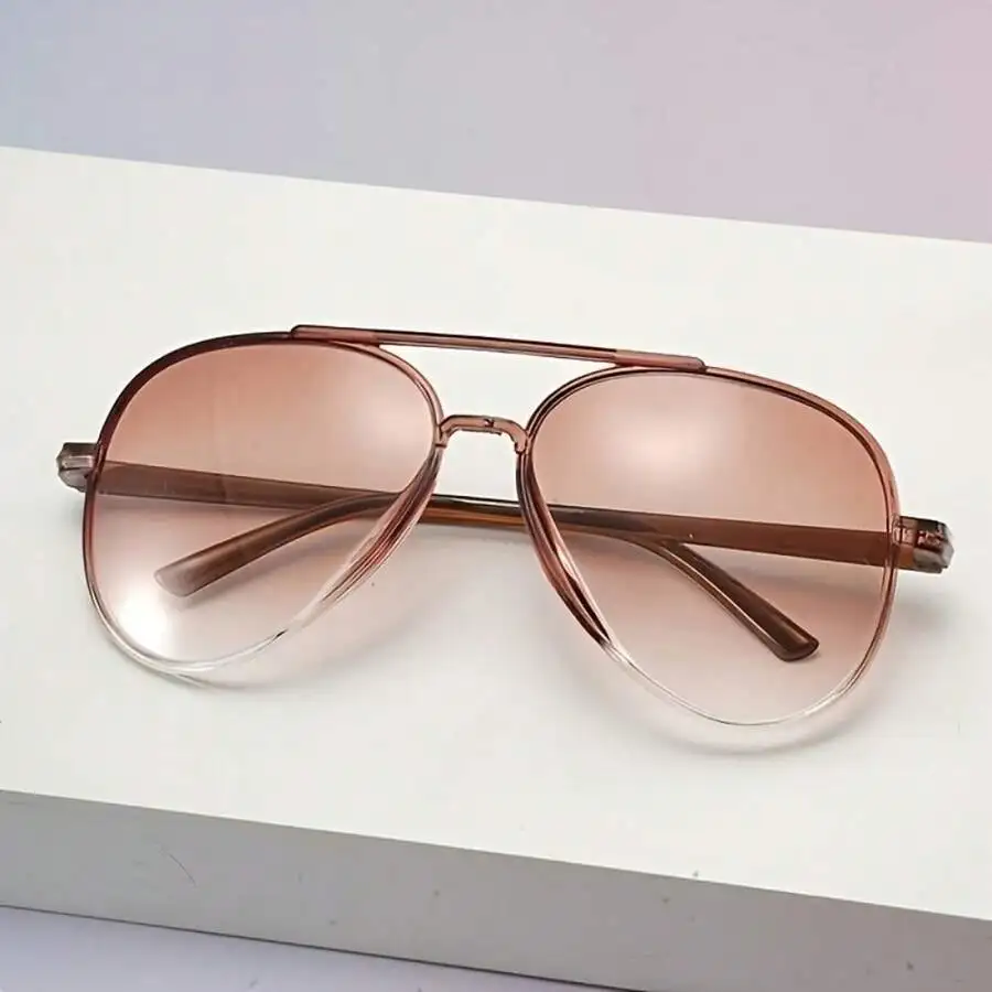Womens Gradient Aviator Sunglasses Double Beam Transparent Frame Fashion Eyewear For Daily Wear Beach Travel Party
