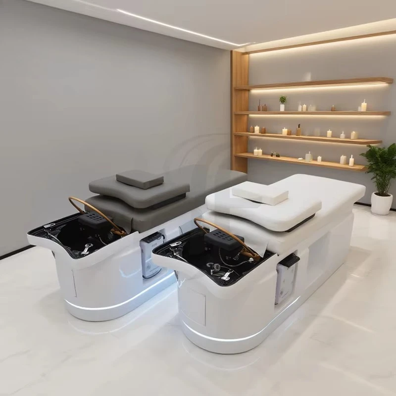 Professional Salon Fiberglass  Washing Hair Massage Chair Shampoo Bed SPA Head Water Therapy Circulation Shampoo Bed