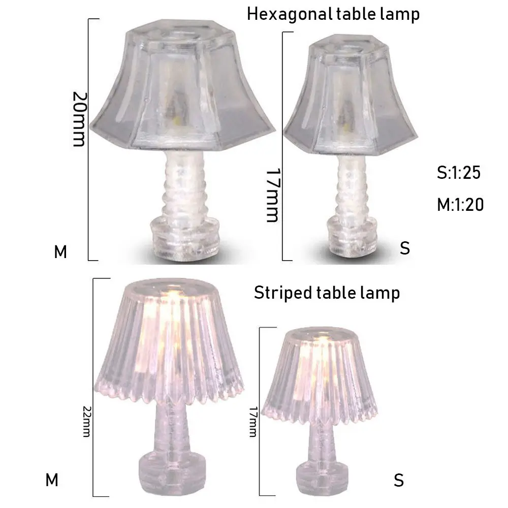 2 pièces en plastique modèle maison de poupée Miniatures accessoires maison de poupée lumière Mini éclairage chambre lampadaires lampe de Table