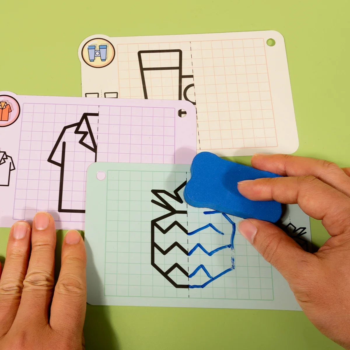 46 Patroon Droog Wissen Graffiti Kaarten Cartoon Grids Symmetrische As Schilderen Puzzel Educatief Speelgoed,