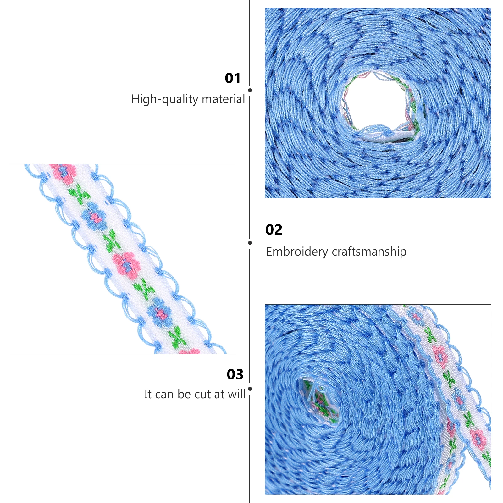 

DIY Handmade Flower Embroidery Ribbon Ethnic Cloth Fabric Lace Accessories for Wedding Party Clothing Craft Sewing Decoration