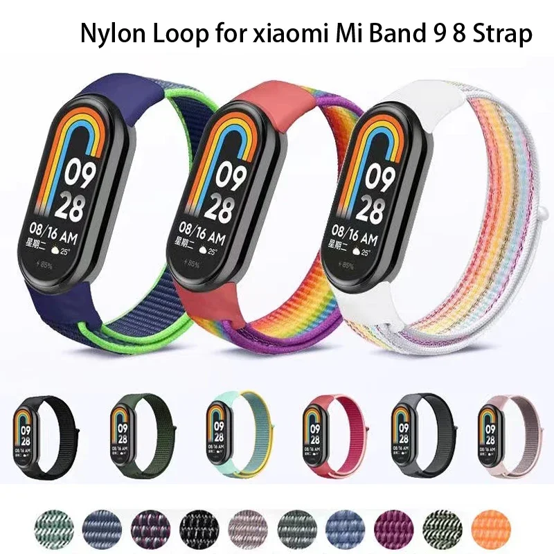 

Нейлоновая петля для xiaomi Mi Band 9 8, ремешок 8 NFC SmartWatch, браслет Correa, сменный спортивный браслет Pulse Mi Band 8-9 Correa
