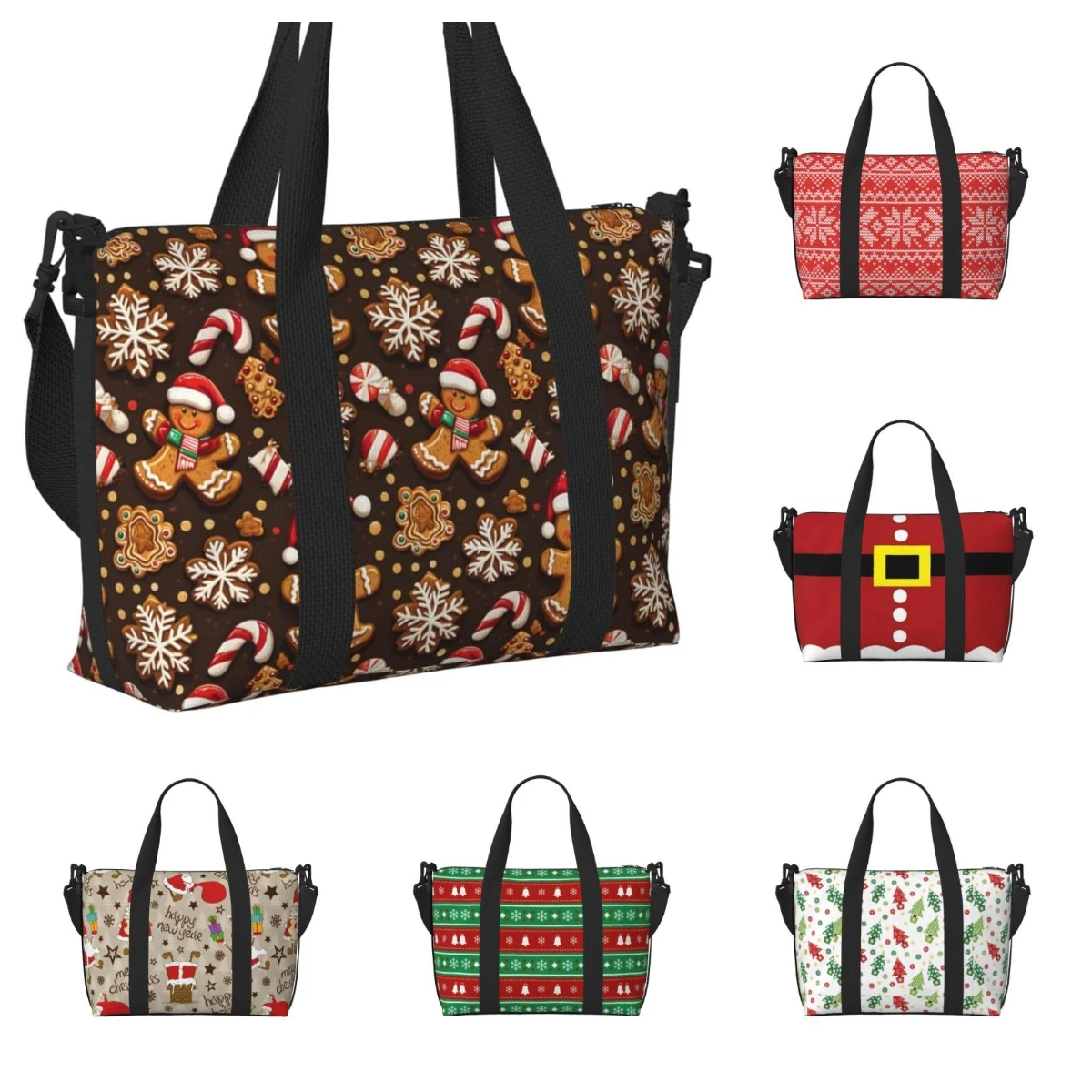 

Santa Cluas Christmas Gingerbread Man Print Travel Duffle Bags for Women, Personal Item Overnight Weekender Sport Carry On
