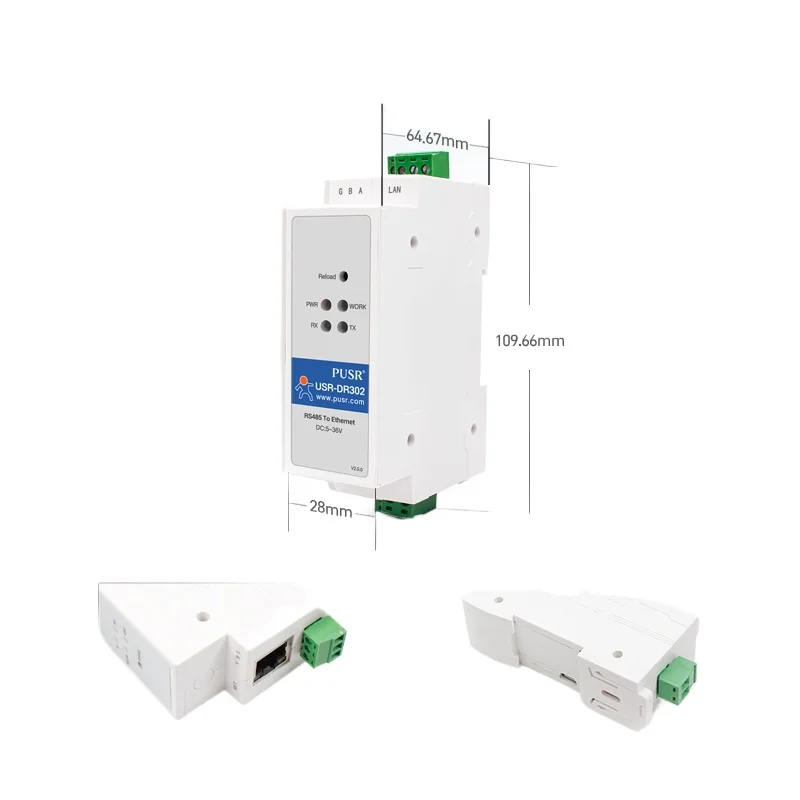 Picture 6: PUSR Din Rail RS485 to Ethernet Converter Serial Device Server Modbus RTU to TCP Modbus Gateway USR-DR302