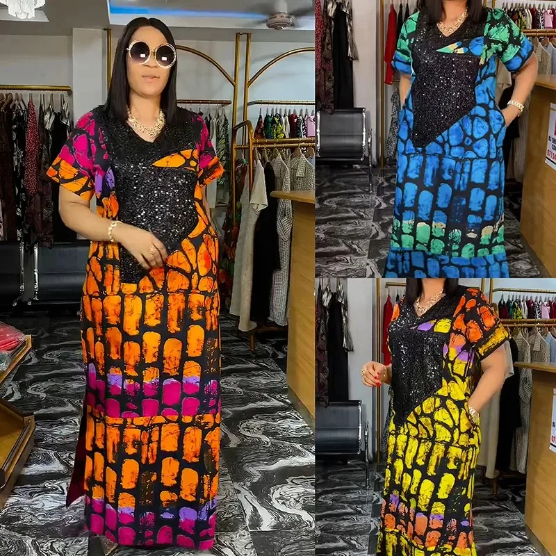 

2024 African Dresses for Women Traditional Africa Clothing Dashiki Ankara Outfits Gown Abayas Robe Muslim Kaftan Maxi Long Dress