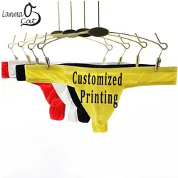 Custom Printing  Men Sexy Low Waist G String Thongs Underwear Sex Gay Man Thongs Underpants Cotton Inner Underwear