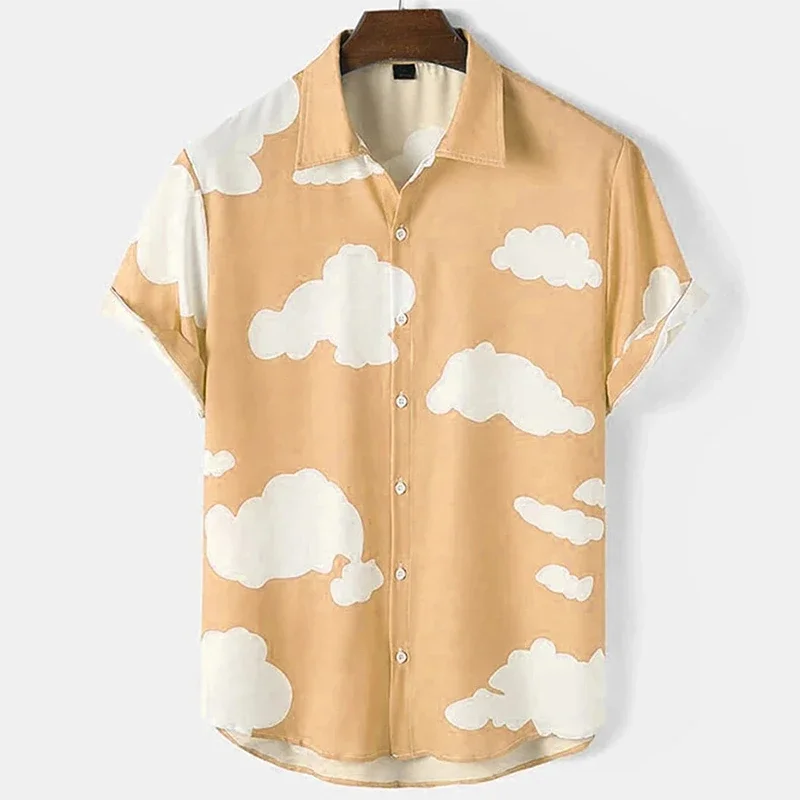 Camiseta estampada com nuvens de verão, Camisas de praia do Havaí, Holiday Party, Manga curta extragrande, Blusa de rua, Roupas, 2022