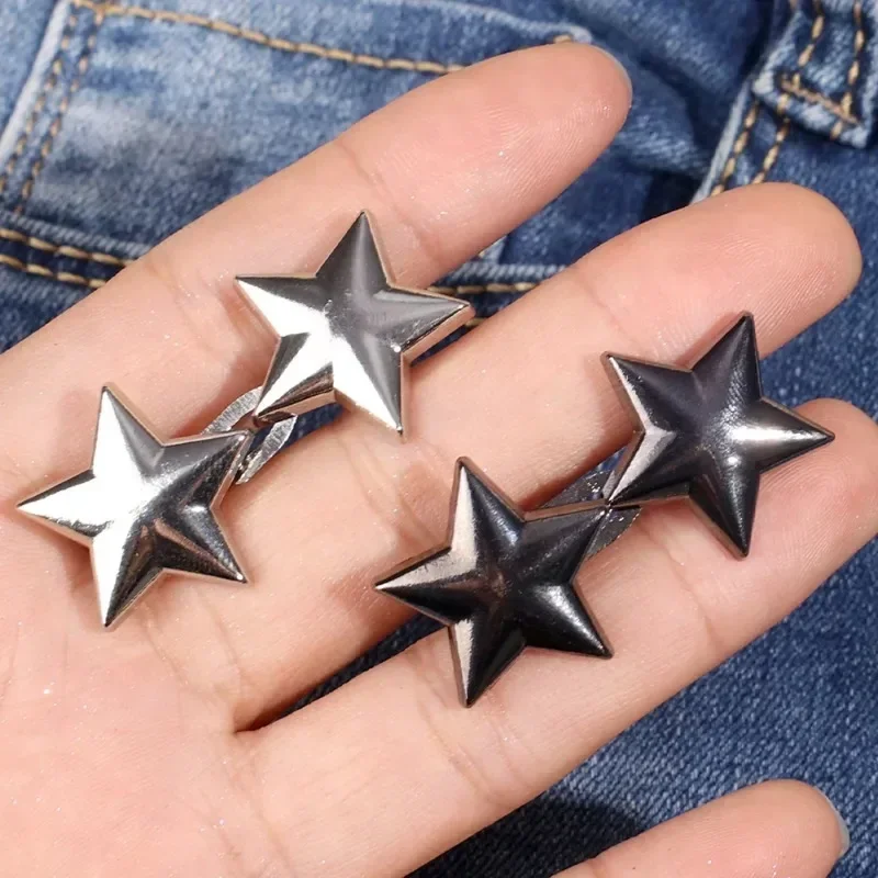مشبك خصر قابل للتعديل لبانت جان ، شكل نجمة ، زر سبيكة قابل للفصل ، إكسسوارات ملابس ، أداة خياطة ذاتية الصنع ، مجموعة 1-8