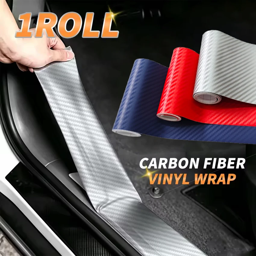 1/2pcs Carbon Fiber Automotive Adhesive Tape Roll Matte Black Protective Car Film Self-Adhesive Film 3D Car Film Accessories